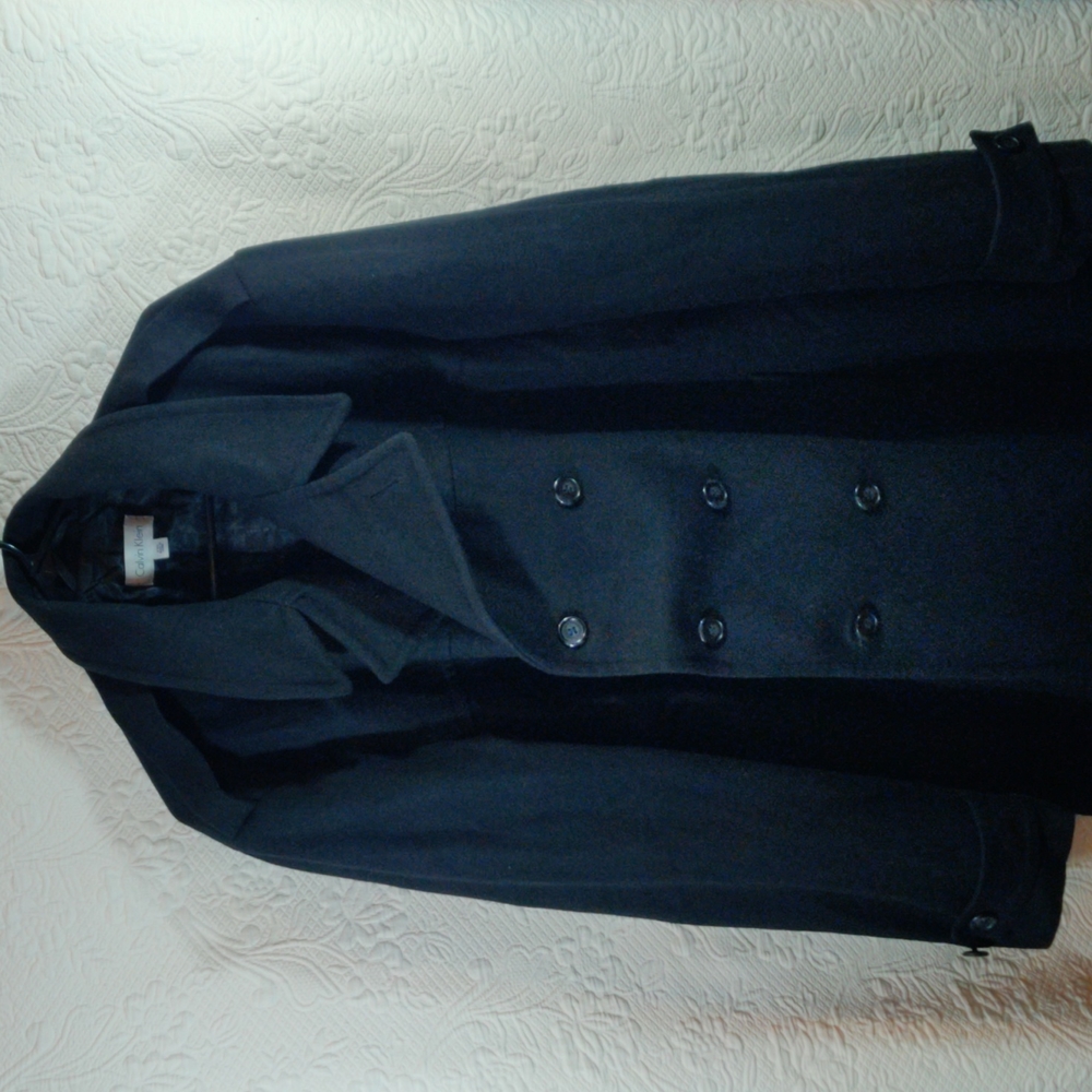 Calvin Klein Wool Double Breasted Pea Coat